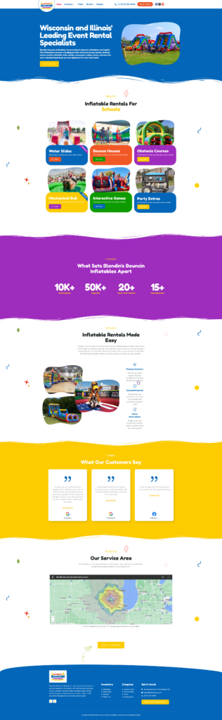 Inflatables party rental website design