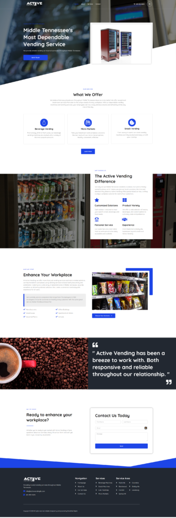 Vending company website design