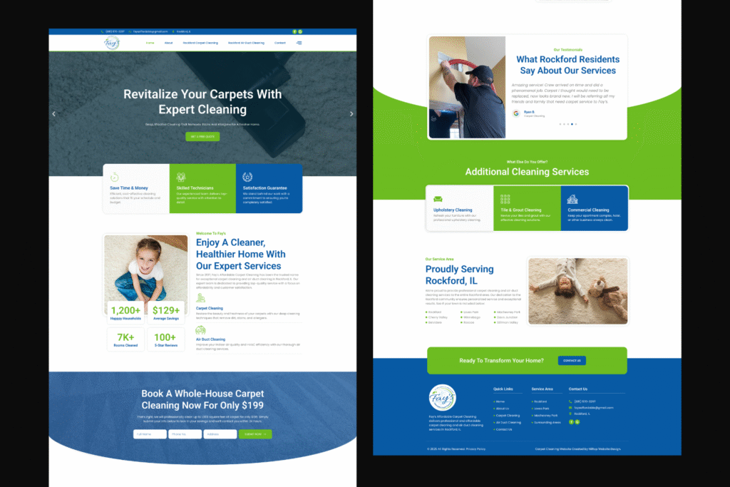Carpet cleaning website from portfolio