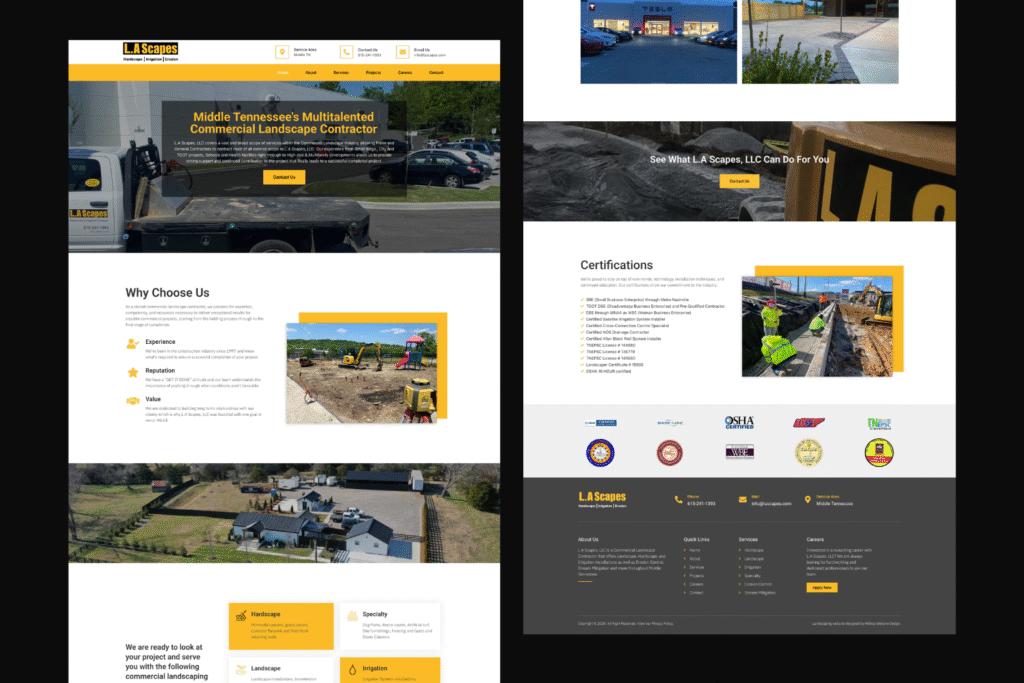 Commercial landscaping website from portfolio