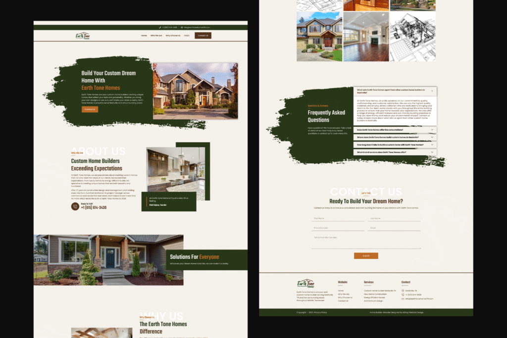 Home builder website from portfolio