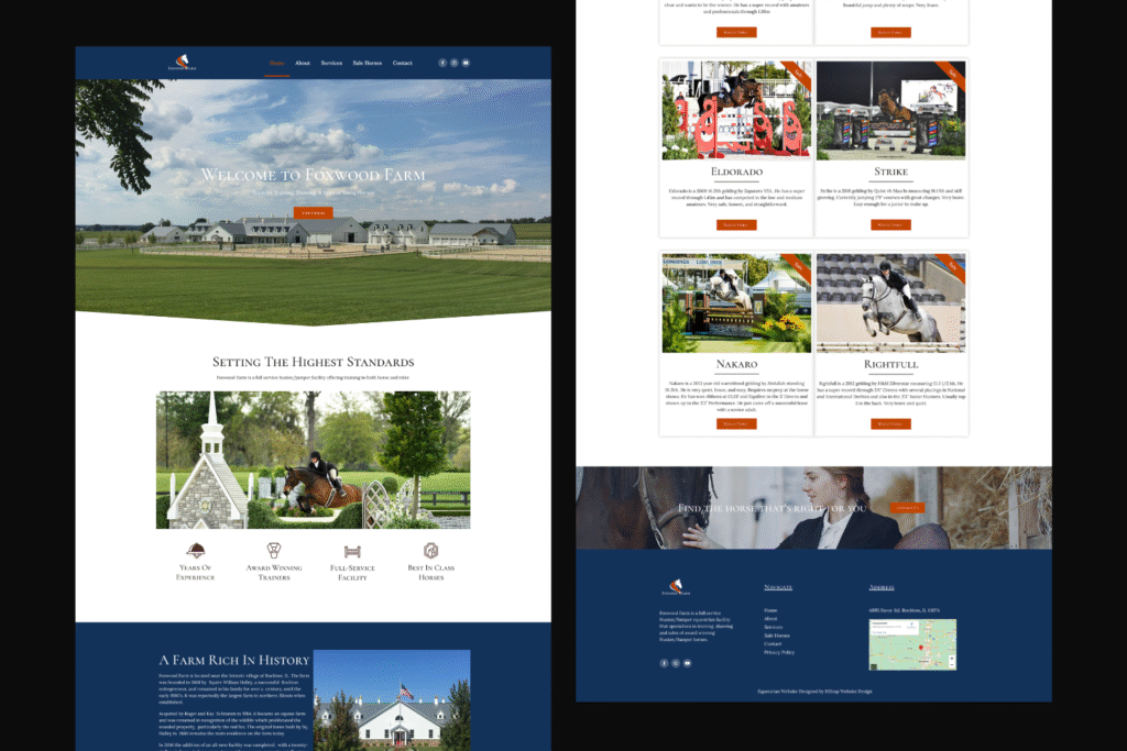 Horse farm equestrian website from portfolio