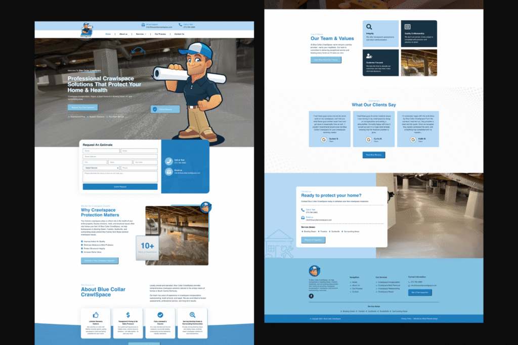 Bluecollar website mockups