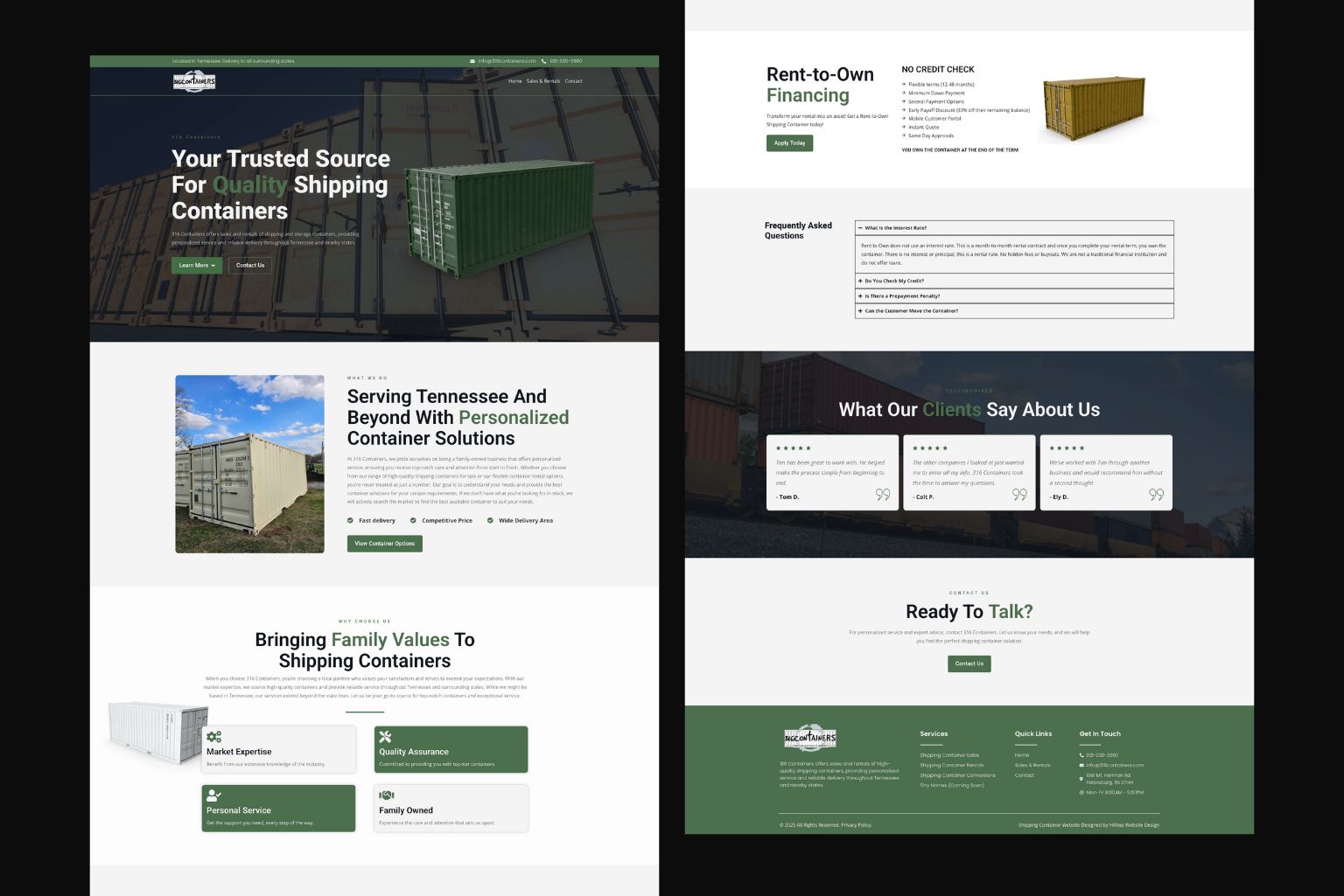 316 Containers - Website Mockup