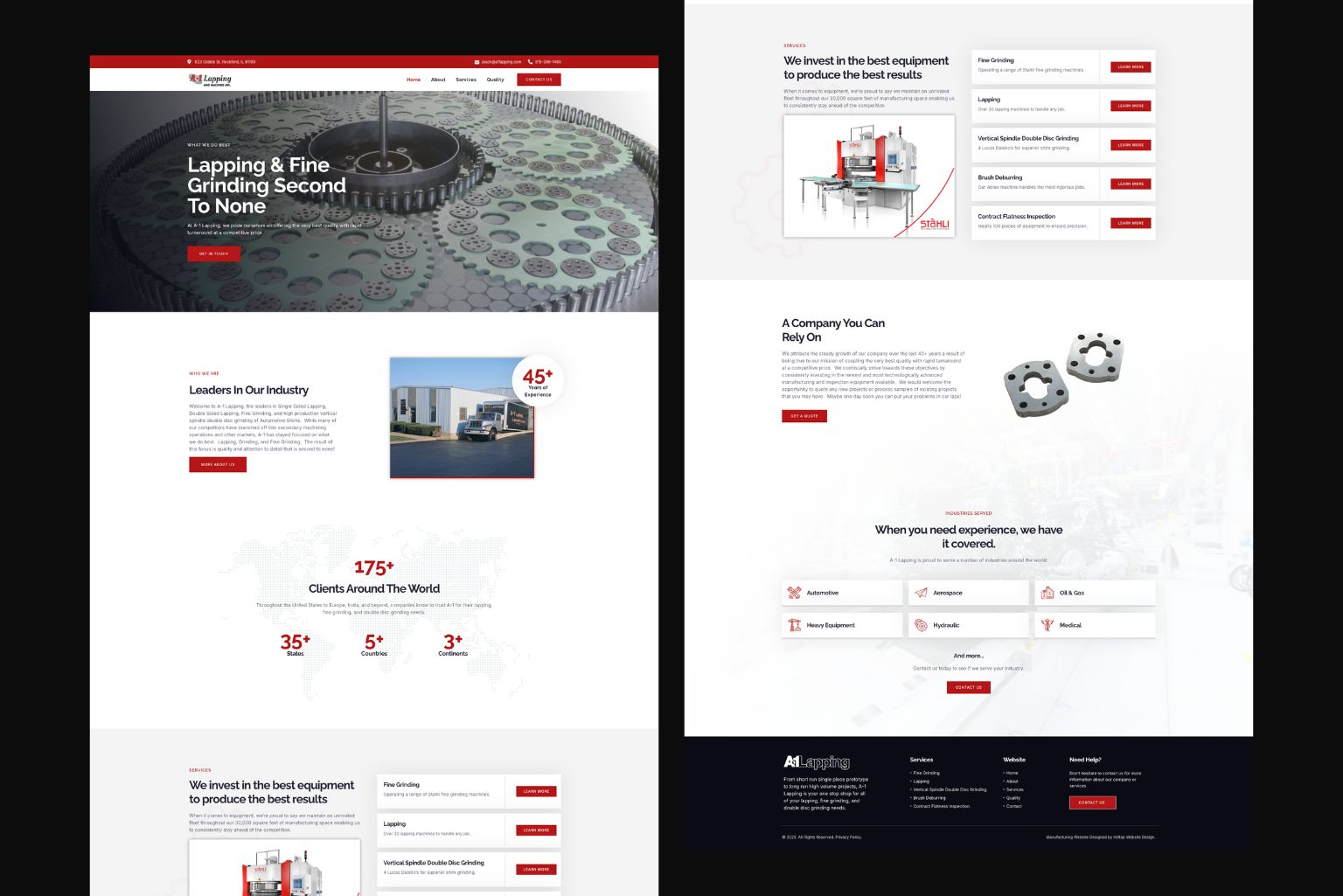 A1 Lapping - Website Mockup