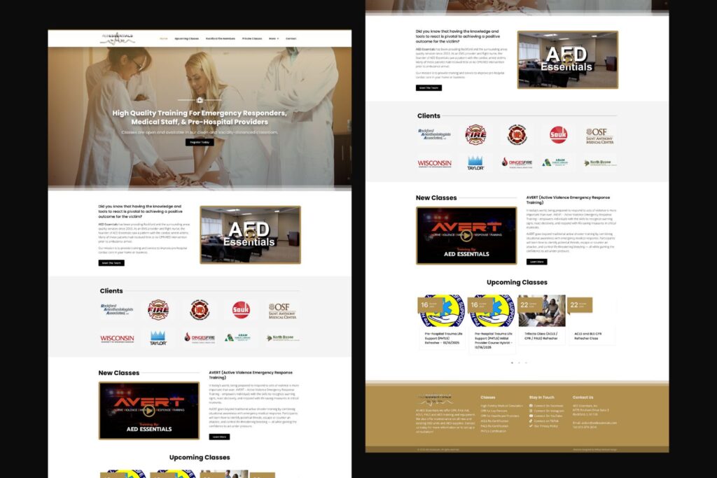 Aed essentials website mockup