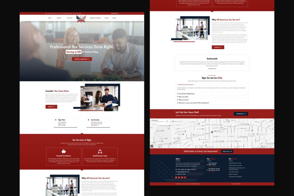 All american tax service website mockup