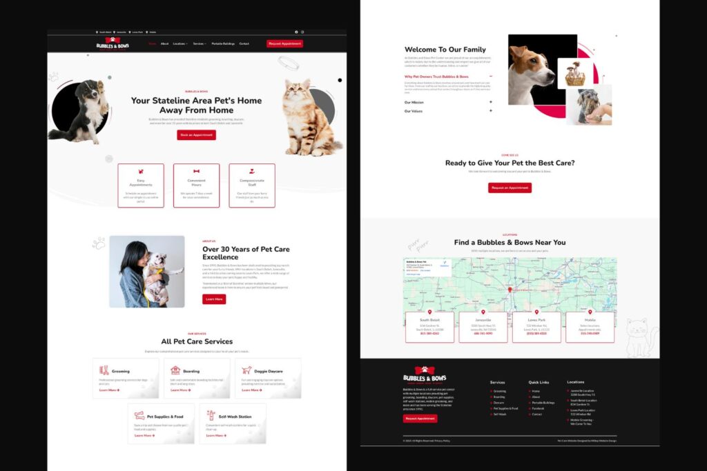Bubbles & bows - website mockup