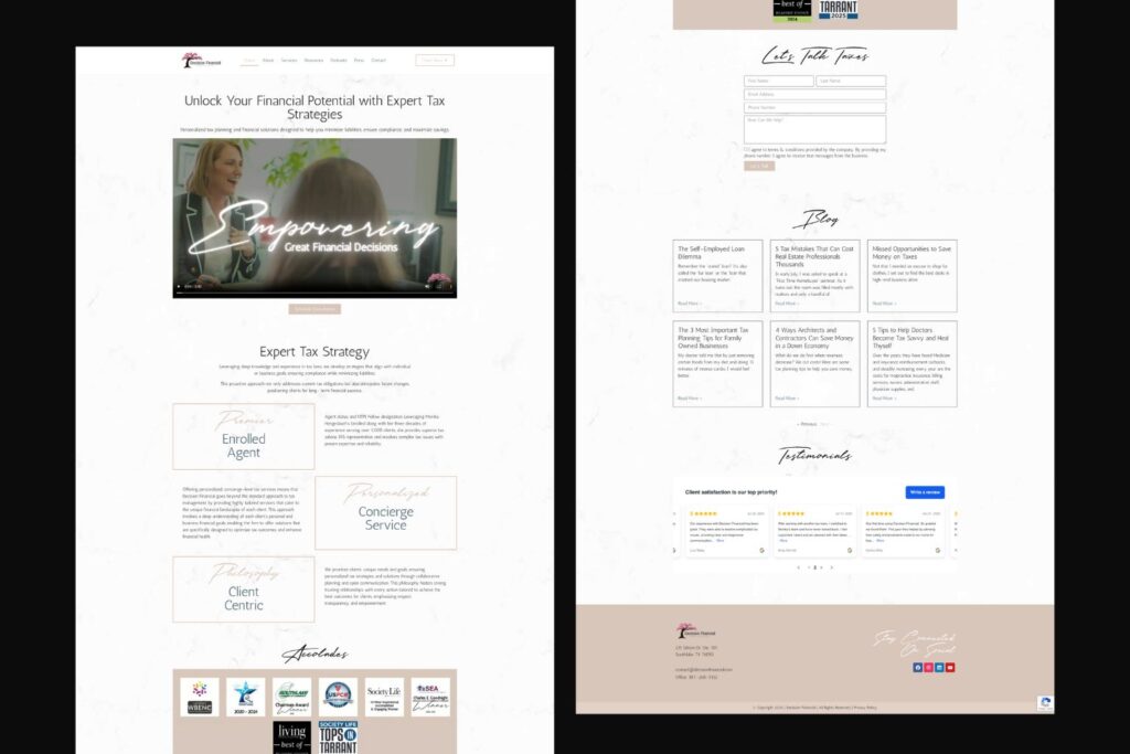 Decision financial - website mockup