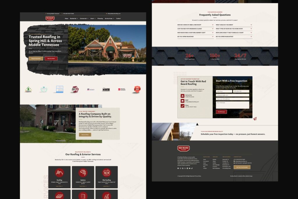 Red beard roofing - website mockup