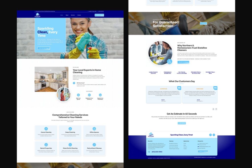 Stateline clearners - website mockup