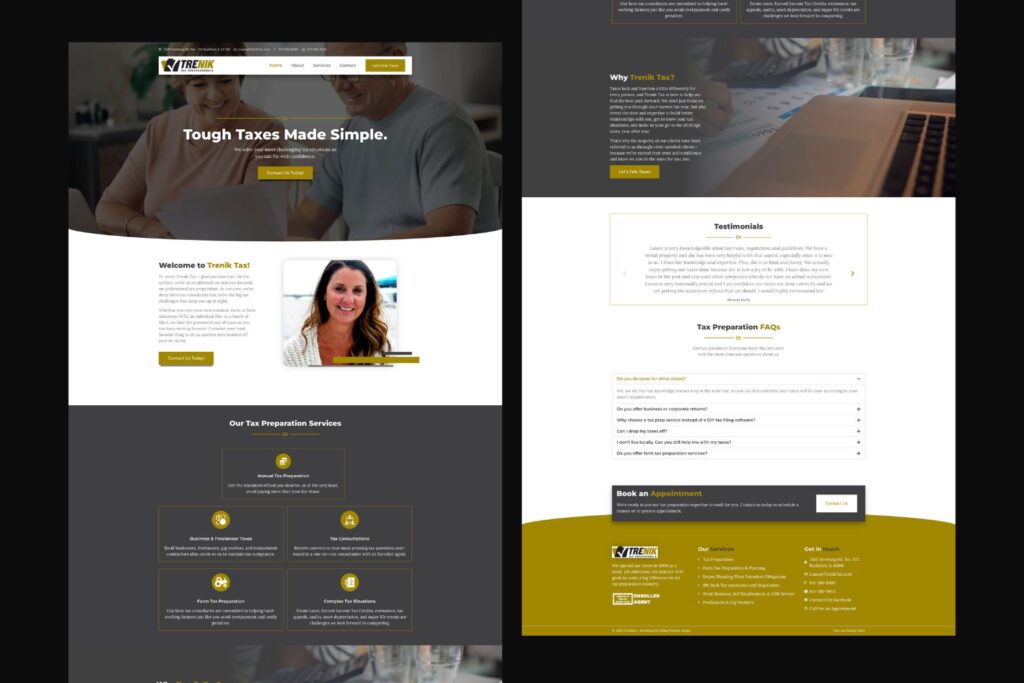 Trenik tax - website mockup