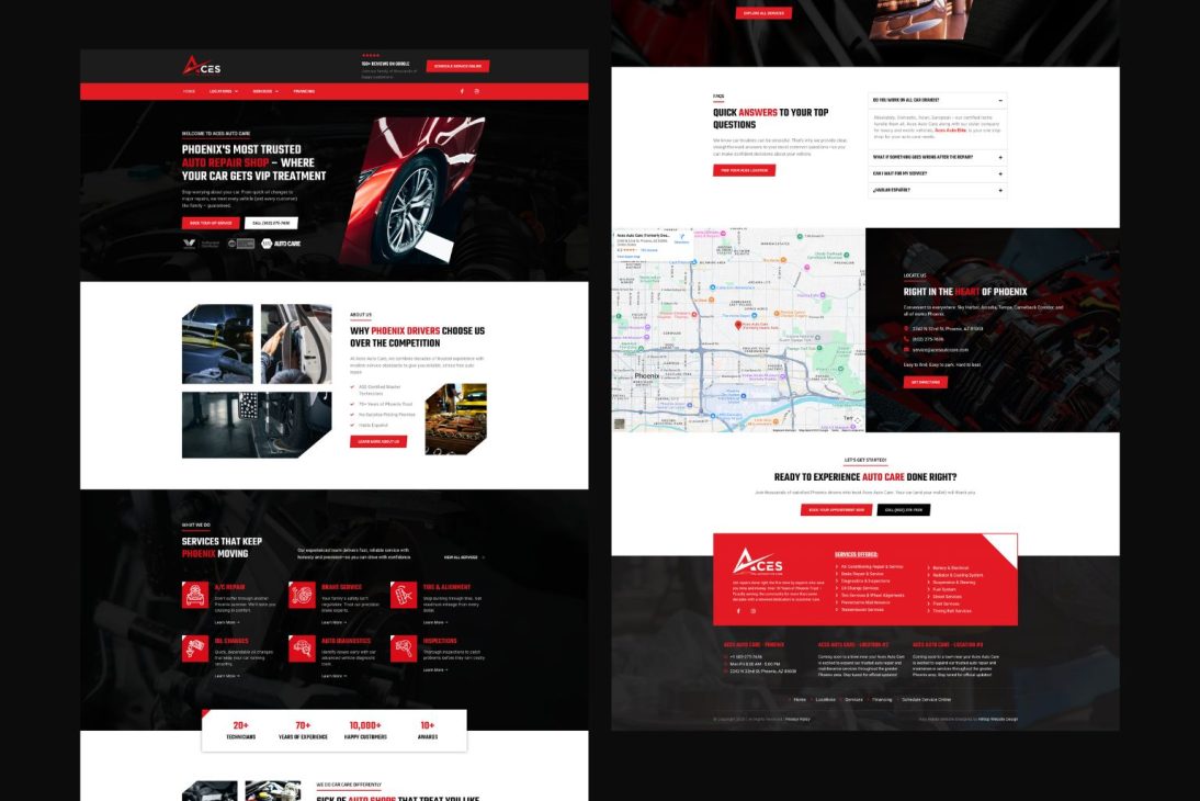 Aces auto care - website mockup